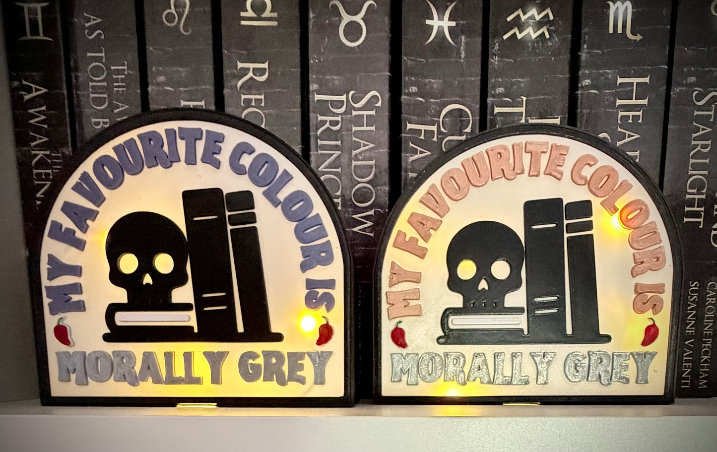 Morally Grey Book Light – 3D Printed Shelf Decor